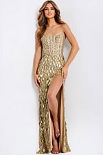 Glittering corset gown with thigh slit