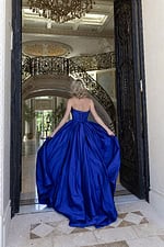 beaded ball gown with high slit
