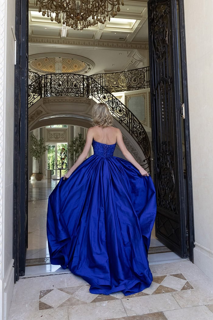 Beaded Ball Gown With High Slit 49247