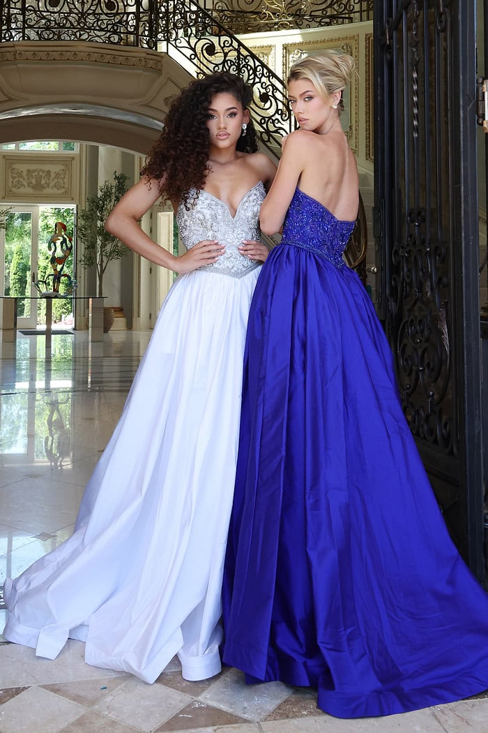 Beaded Ball Gown With High Slit 49247