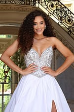 beaded ball gown with high slit