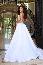 beaded ball gown with high slit