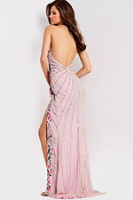 back of pink beaded dress