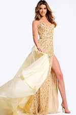 Beaded gold sweetheart prom gown
