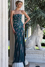 Strapless Sequin Dress with High Slit 49258 - Image 3