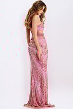 back of embellished pink dress