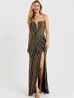 Strapless Beaded Gown with Plunging Neckline 49290 - Image 6