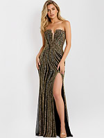 Strapless Beaded Gown with Plunging Neckline 49290 - Image 5