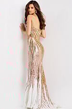 Sheer corset evening dress with sequins