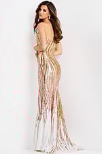 gold and white embellished dress 49315