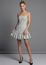 Designer silver tweed short dress and jacket set