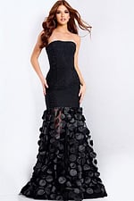 strapless black beaded dress 49344