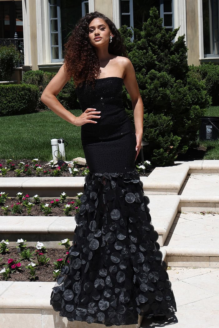 strapless beaded mermaid gown
