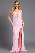 Strapless Lace Corset Gown with Slit 49352