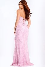 strapless lace pink dress 49352