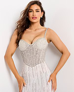 Evening dress with spaghetti straps and sequin embellishments