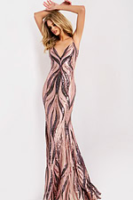 Sequin fitted prom dress with lace up back