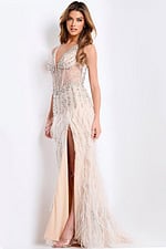 v neckline high slit dress 49377