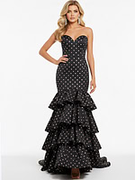Sweetheart neckline polka dot tiered dress 49419
