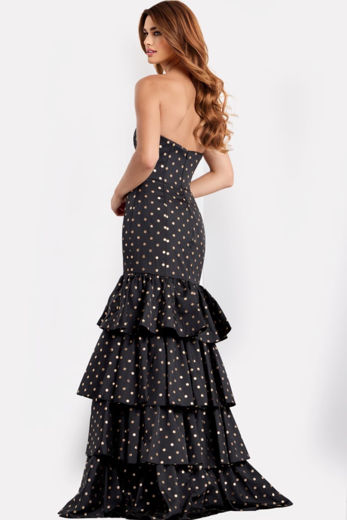 black starpless poko dot dress 49419