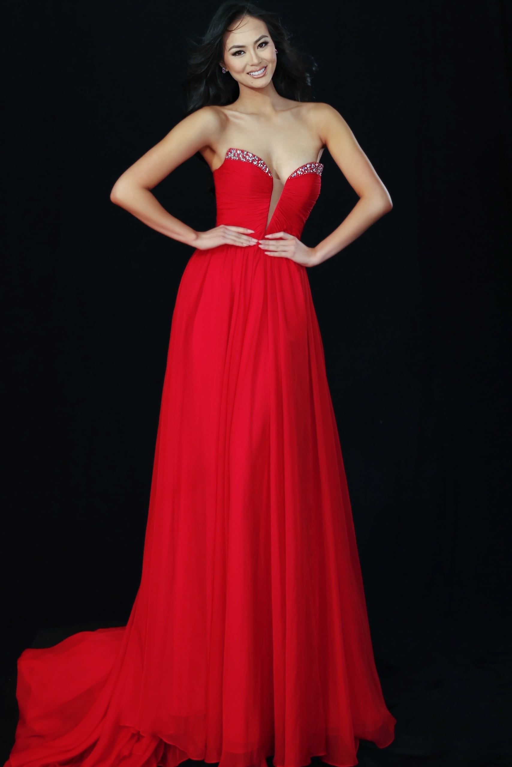 strapless open back dress The Seamed Dress in Stretch Linen main image 0