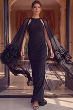 elegant a-line evening gown with smooth mikado fabric and clean silhouette