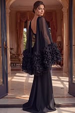 classic prom dress front view with fitted bodice and full skirt