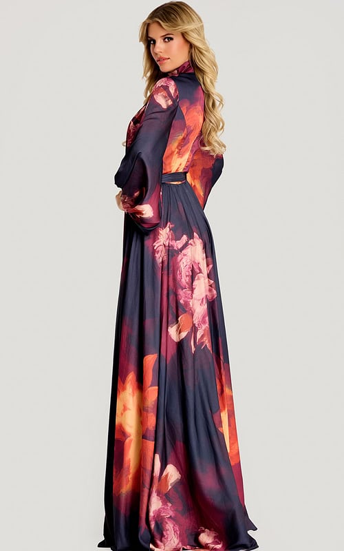 long sleeves print dress 49464