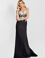 Sleeveless dress with sheer embroidered top 46465