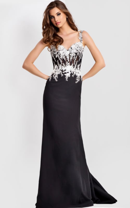 black and white v neckline dress 49465