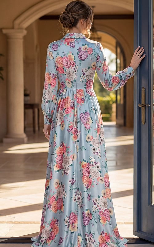 back of floral print dress