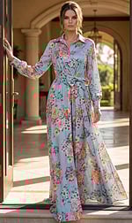 long sleeves floral evening dress 49470
