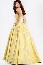 Floral Jacquard Strapless Prom Dress