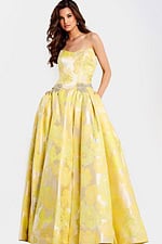Strapless Jacquard Ball Gown With Bows