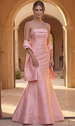 Pink mermaid strapless Jovani style 49508 evening gown