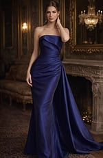 Strapless Draped Satin Gown 49509 - Image 2