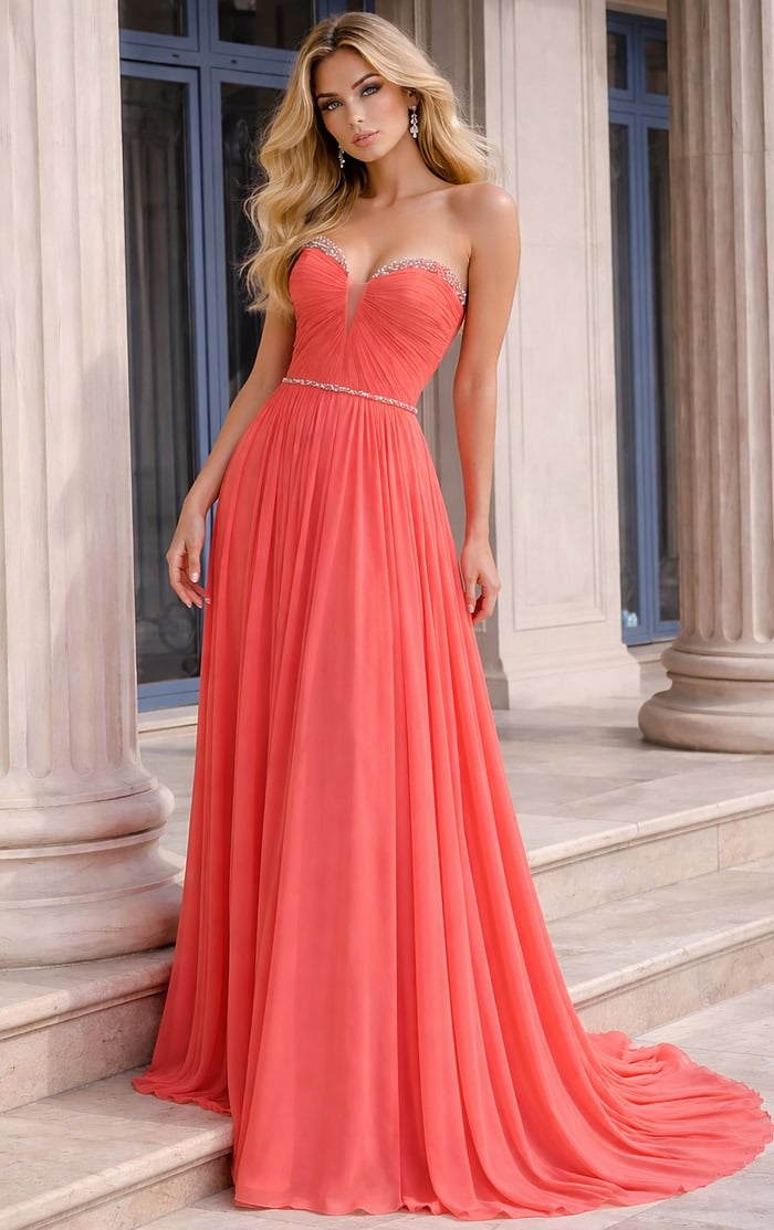strapless open back dress Red Ruffled Puffed Sleeve Prom Dresses with Slit Off The Shoulder Formal Gown 24031 Red / 16W