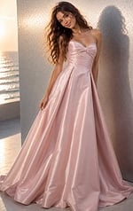 blush pink satin strapless sweetheart ball gown with twisted bodice