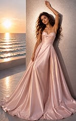 blush pink satin strapless sweetheart ball gown with twisted bodice