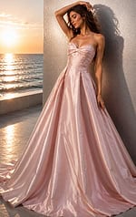 blush pink satin strapless sweetheart ball gown with twisted bodice