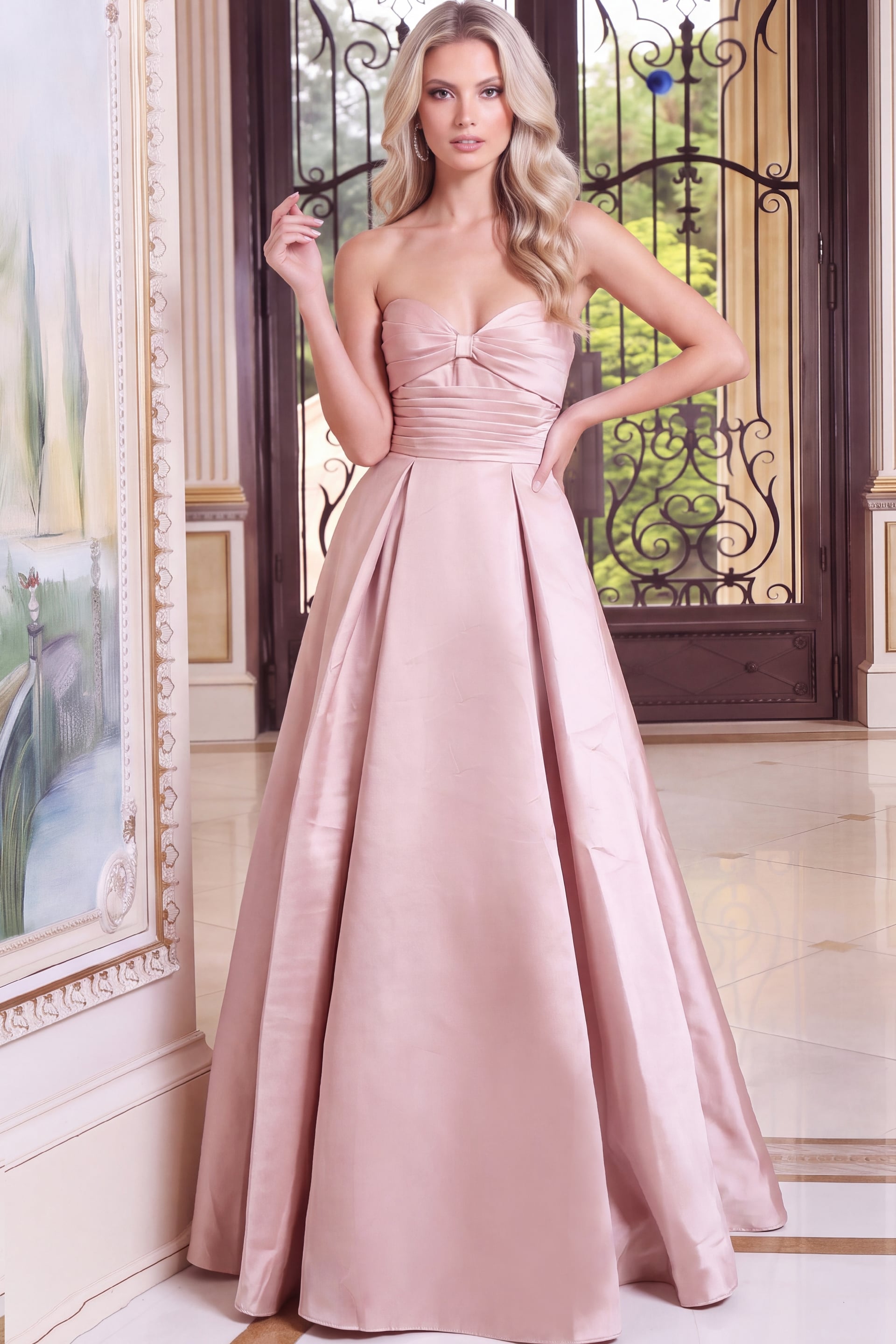 pink strapless ball gown 49571
