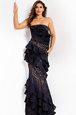 Strapless mermaid dress with lace cutout details