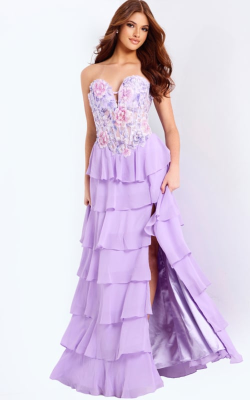 purple layered dress 49628