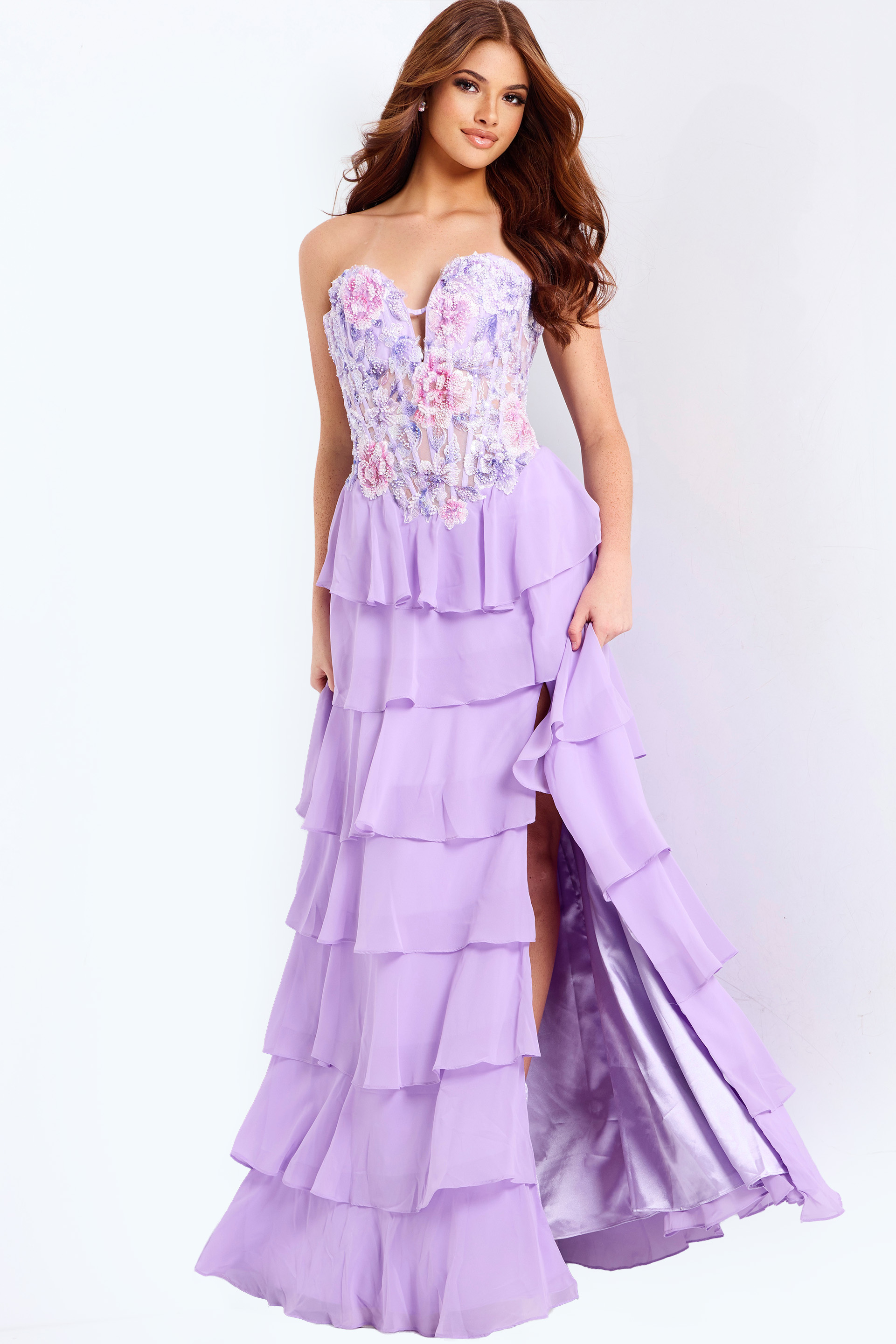 49628-2 purple layered dress 49628