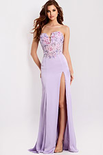 floral high slit lilac dress 49629