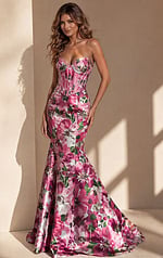 corset bodice mermaid multi color dress 49637