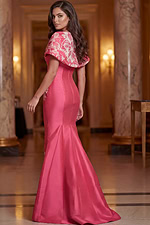 Elegant off shoulder formal gown with fitted mermaid silhouette