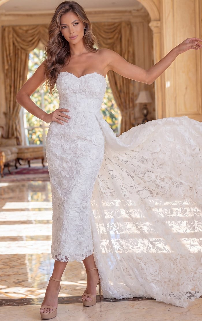 Strapless Lace Gown with Overskirt 49731 | Jovani Strapless Lace Gown with Overskirt 49731 | Jovani