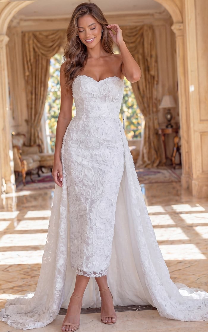 Strapless Lace Gown with Overskirt 49731 | Jovani Strapless Lace Gown with Overskirt 49731 | Jovani