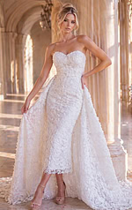 bodycon evening dress front view with metallic shine and slim silhouette